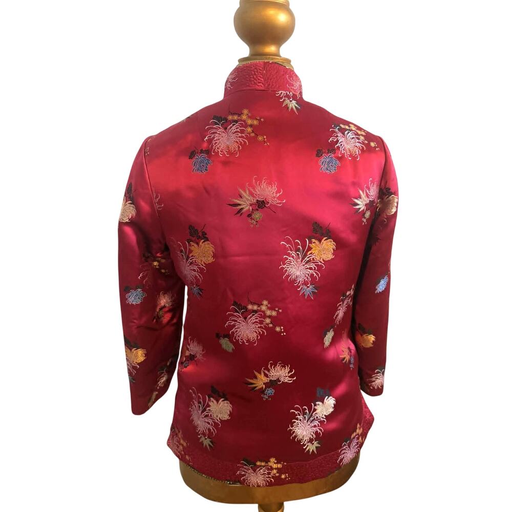 Vintage Reversible Silk Chinese Jacket Pink Red Gold Brocade Toggle Closure EUC! - Picture 5 of 7